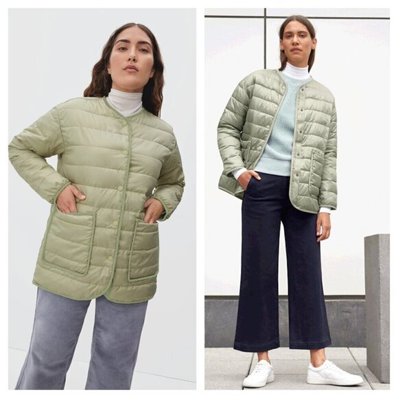 Everlane The ReNew Channeled Liner Puffer Chore Coat in Light Sage Women's S - Picture 2 of 10